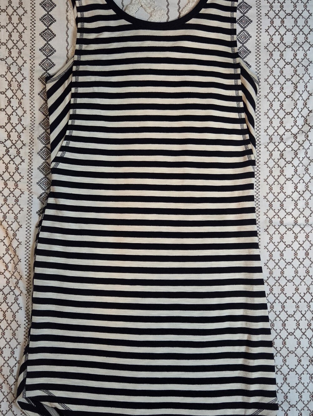 Striped Black and White Sleeveless Women's Dress